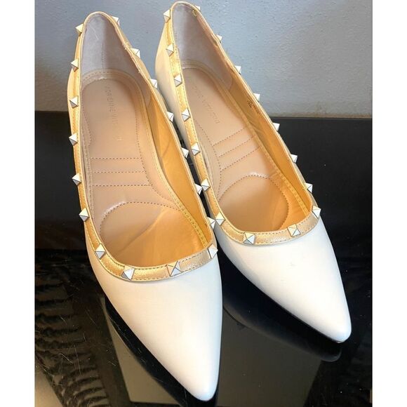 Adrienne Vittadini Studded Sage White Pointed Toe Women’s Heels Size 10 M - Picture 3 of 14